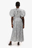 Rotate Silver Puff-Sleeve Sequined Midi Dress Size 8
