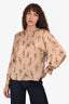 Vince Blush Silk Floral Patterned Blouse Size S