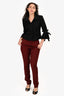 Max Mara Burgundy Wool Slim Fit Trousers Size 4