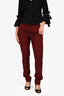 Max Mara Burgundy Wool Slim Fit Trousers Size 4