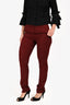 Max Mara Burgundy Wool Slim Fit Trousers Size 4