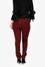 Max Mara Burgundy Wool Slim Fit Trousers Size 4