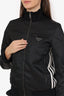 Prada x Adidas 2021 Black Re-Nylon Striped Zip-Up Jacket Size 40