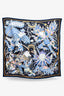 Hermès Black/Cobalt Silk 'Le Sacre des Saisons' Scarf 90