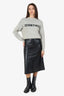 'S Max Mara Black Leather Midi Skirt Size 4
