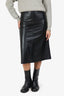 'S Max Mara Black Leather Midi Skirt Size 4