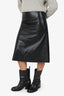 'S Max Mara Black Leather Midi Skirt Size 4