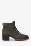 Pre-Loved Chanel Grey Suede Quilted Boots Size 36.5