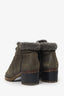 Pre-Loved Chanel Grey Suede Quilted Boots Size 36.5