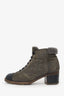 Pre-Loved Chanel Grey Suede Quilted Boots Size 36.5