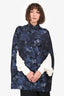 Valentino Blue Silk Butterflies Print Cape Jacket