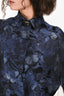 Valentino Blue Silk Butterflies Print Cape Jacket
