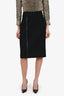 Burberry London Black Leather Trim Knee Length Skirt Size 14