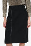 Burberry London Black Leather Trim Knee Length Skirt Size 14