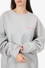 Helmut Lang Grey/Pink Logo Embroidery Sweatshirt Size L