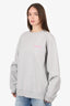 Helmut Lang Grey/Pink Logo Embroidery Sweatshirt Size L