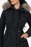 Moncler Black Arriette Down Parka Coat With Fox Fur Hood Size 00