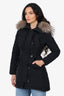 Moncler Black Arriette Down Parka Coat With Fox Fur Hood Size 00