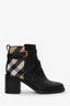 Burberry Black/Check Leather Ankle Boots Size 37.5