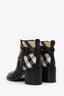 Burberry Black/Check Leather Ankle Boots Size 37.5