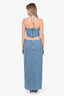 Lovers & Friends Denim Ruffle Detail Maxi Skirt + Cropped Flower Halter Neck Top Size M