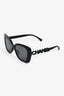 Pre-Loved Chanel™ Black Acrylic Embellished Logo Sunglasses