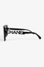 Pre-Loved Chanel™ Black Acrylic Embellished Logo Sunglasses