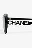 Pre-Loved Chanel™ Black Acrylic Embellished Logo Sunglasses