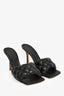 Bottega Veneta Black Intrecciato Padded Heeled Sandals Size 37.5