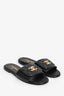 Pre-Loved Chanel™ Black Leather Quilted Interlocking CC Slides Size 38