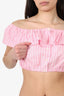 Miu Miu Pink/White Striped Crop Ruffle Detail Crop Top Size 36