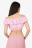 Miu Miu Pink/White Striped Crop Ruffle Detail Crop Top Size 36