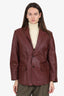 Supreme Burgundy Leather Single Breasted Jacket Size S