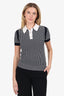 Pre-Loved Chanel™ Black/White Knit Short Sleeve Polo Top Size 34