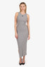Loewe Grey Ribbed Knit Long Bodycon Dress Size XS