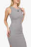 Loewe Grey Ribbed Knit Long Bodycon Dress Size XS