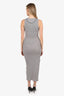 Loewe Grey Ribbed Knit Long Bodycon Dress Size XS