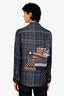 Louis Vuitton Navy/Brown Silk Button Down 'Damier' Printed Shirt Size XS