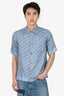 Dior Grey/Blue Silk Oblique Printed Short Sleeve Shirt Size 37 Mens