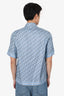Dior Grey/Blue Silk Oblique Printed Short Sleeve Shirt Size 37 Mens