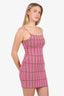 Jacquemus Pink/Brown Knit Strappy Mini Dress Size 34