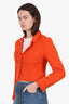 Pre-Loved Chanel™ Orange Tweed Cropped Long Sleeve Jacket Size 40