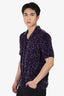 Dries Van Noten Purple Velvet Paisley Print Short Sleeve Tops Size 44 Mens