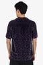 Dries Van Noten Purple Velvet Paisley Print Short Sleeve Tops Size 44 Mens
