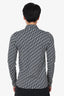 Dior Cream/Navy Knit Oblique Monogram Long Sleeve Button Down Shirt Size XXS Mens