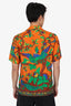 Gucci Orange/Green SilkFloral Print Button Down Short Sleeve Shirt Size 44 Mens