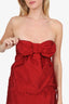 Moschino Cheap and Chic Red Twill Bow Strapless Mini Dress Size 6