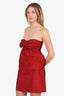 Moschino Cheap and Chic Red Twill Bow Strapless Mini Dress Size 6