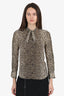 Saint Laurent Leopard Print Silk Blouse Size 34