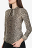 Saint Laurent Leopard Print Silk Blouse Size 34
